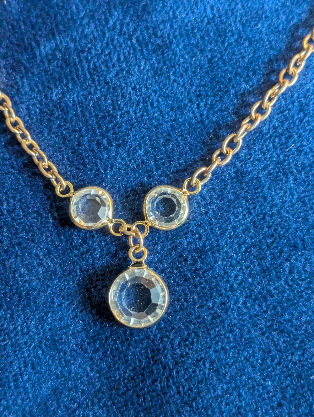 Gold-Tone Crystal Drop Necklace - Clear